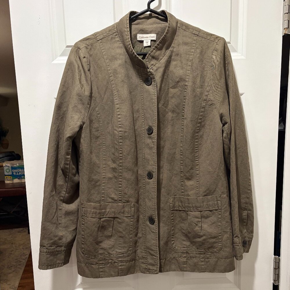 Coldwater Creek Utility Jacket in Army Green - Cotton/Linen Women's Size 10